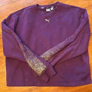 EUC Purple Puma Sweatshirt with Silver Sparkle on Sleeves Sz S